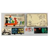 1960 Hana-Barberas Productions Colorforms Toy HUCKLEBERRY HOUND Cartoon Kit In Original Box 24"