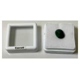 3/8" Green Oval Emerald In Protective Case