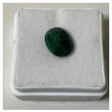 3/8" Green Oval Emerald In Protective Case