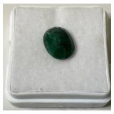 3/8" Green Oval Emerald In Protective Case