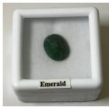 3/8" Green Oval Emerald In Protective Case