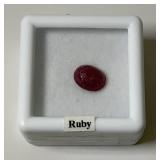 1/4" Oval Ruby In Protective Case