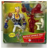 EST. $125.00 - $225.00 RARE Earth Worm Jim "Battle Damage EWJ" Playmates Action Figure (New On Card)