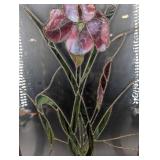Stained Glass Floral Panel in Wood Frame