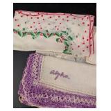 Vintage Wooden Keepsake Box & Assorted Embroidered Linens Mixed Lot