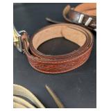 Western Leather Belt & Bolo Tie Mixed Lot