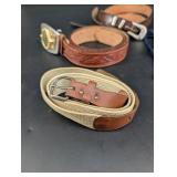 Western Leather Belt & Bolo Tie Mixed Lot
