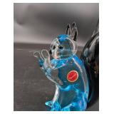 Murano Art Glass Squirrel Figurine Blue & Black