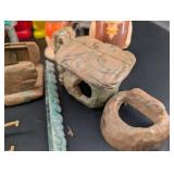 Vintage Flintstones-Style Plastic Toy Figures & Hut Pieces Mixed Lot