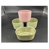 Vintage Red Wing 1545 Ribbed Planter Set (Lot of 4)