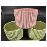 Vintage Red Wing 1545 Ribbed Planter Set (Lot of 4)