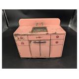 Vintage Pink Toy Kitchen Sink Cabinet