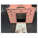 Vintage Pink Toy Kitchen Sink Cabinet