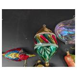 Glass Christmas Ornament Mixed Lot Birds & Figurals
