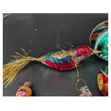 Glass Christmas Ornament Mixed Lot Birds & Figurals