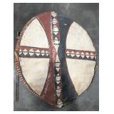 Vintage African Painted Shield & Spear Mixed Lot