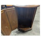 Carved Wood Accent Cabinet With Inlaid Top
