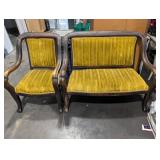 Pair of Curved Armchairs With Upholstered Seats