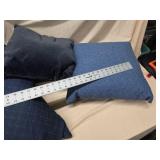 Set of 4 Blue Throw Accent Pillows Mixed Fabric Square Decor Good