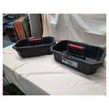 Husky 20 in Tool Caddy Tote 2 Pack Black Plastic Carry Trays Good