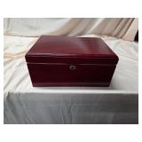 Wood Cigar Humidor Box Mahogany Finish Locking Desktop Case Good
