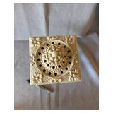 Hen-Feathers Cast Iron Lidded Urn Ivory Floral Pierced Decor VG