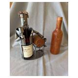 Decorative Wine Bottle Holder & Wooden Bottle Puzzle Case Lot