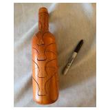 Decorative Wine Bottle Holder & Wooden Bottle Puzzle Case Lot