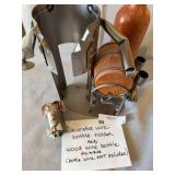 Decorative Wine Bottle Holder & Wooden Bottle Puzzle Case Lot