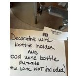 Decorative Wine Bottle Holder & Wooden Bottle Puzzle Case Lot