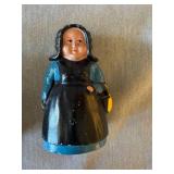 Vintage Cast Iron Amish Boy & Girl Figural Coin Bank Pair Painted