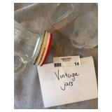 Vintage Glass Jar Lot Maple Syrup Jug & Atlas Mason Storage Jar Lids