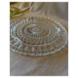 Vintage Pressed Glass Pedestal Plate & Amber Decorative Plate Lot