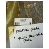 Vintage Pressed Glass Pedestal Plate & Amber Decorative Plate Lot
