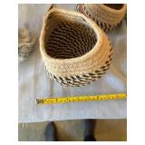 2 Woven Hanging Baskets & 2 Sports Gnomes Decor Lot Good Condition