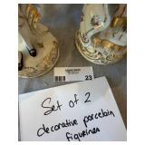 Pair Porcelain Colonial Gentleman Lady Figurines 7 in Floral Gilt