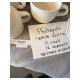 Pfaltzgraff White Acadia Cups & Saucers Set 11 Cups 12 Saucers