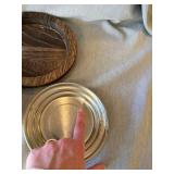 Vintage Pewter Lidded Butter Dish Web Pattern 1180 Wood Base