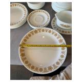 Corelle by Corning Gold Floral Dinnerware Set Plates Bowls Mugs