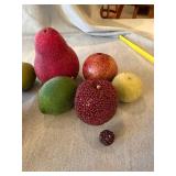 Farmer Green Faux Lemons & Vintage Beaded Frosted Fruit Decor Lot