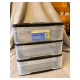 3 Drawer Plastic Desktop Storage Chest Black Clear Organizer 10x15x11