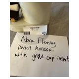 Nora Fleming Stoneware Pencil Holder Desk Cup w/ Grad Cap Mini Insert