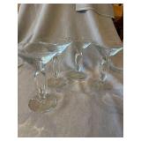 Set of 4 Clear Martini Glasses Open Oval Stem Cocktail Glasses