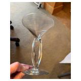 Set of 4 Clear Martini Glasses Open Oval Stem Cocktail Glasses