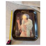 Coca-Cola Metal Serving Tray Flapper Lady Graphic Approx 13x10.5 Good