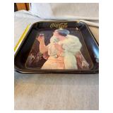 Coca-Cola Metal Serving Tray Flapper Lady Graphic Approx 13x10.5 Good