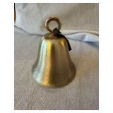 Unbranded Brass Tone Decorative Hand Bell Etched Border 5 in Good