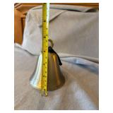 Unbranded Brass Tone Decorative Hand Bell Etched Border 5 in Good