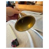 Unbranded Brass Tone Decorative Hand Bell Etched Border 5 in Good