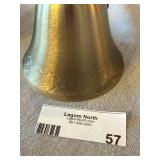 Unbranded Brass Tone Decorative Hand Bell Etched Border 5 in Good